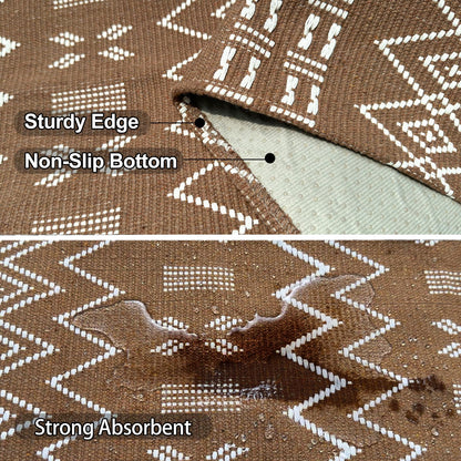 winolive Indoor Door Mat 2x3 Washable Rug,Braided Area Rug,Front Door Mat with Non Slip Rubber Backed,Cotton Doormat for Front Entryway Bathroom Kitchen Bedroom,Brown/White