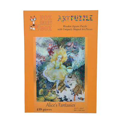 Wooden Jigsaw Puzzle for Adults - Uniquely Shaped Pieces - Made in USA by FoxSmartBox - 439 Pieces - Alice's Fantasies