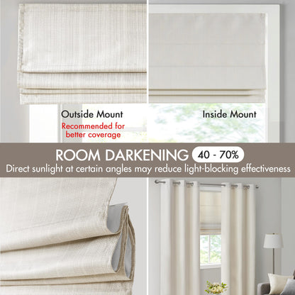 Madison Park Galen Cordless Roman Shade, 34"W x 64"H, Sheen Ivory – Room Darkening, Thermal Insulated, Energy Efficient Window Blind with Subtle Sheen Basketweave Fabric for Privacy