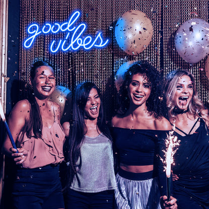 Olekki Blue Good Vibes Neon Sign - LED Neon Signs for Wall Decor, Neon Lights for Bedroom, Neon Wall Signs (16.1 x 8.3 inch)