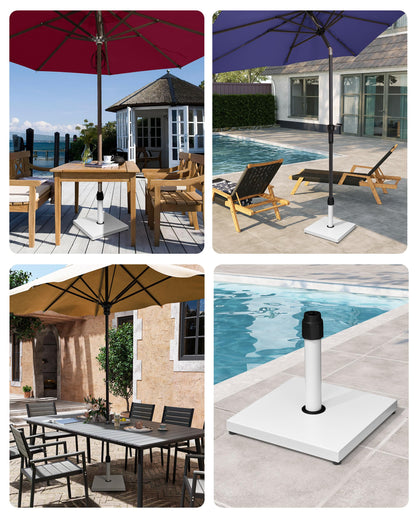 JOINHOM 45lbs Patio Umbrella Base - Heavy Duty Outdoor Patio Market Umbrella Stand for Deck, Poolside, Balcony, Wind-Resistant Design, White