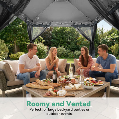 COBIZI 12x12 FT Pop up Gazebo on Clearance Outdoor pop up Canopy Tent,carpas para Patio, Shelter Tents with Netting & Portable Carry Bag, Patio Gazebos for Camping, Garden & Lawn, Darkgrey(Upgraded)