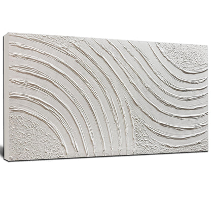 Trogonup Large Abstract Canvas Wall Art for Living Room Hand Painted White Minimalist Textured Painting Modern Neutral Artwork for Bedroom Home Office Decor Ready to Hang 20x40 Inch