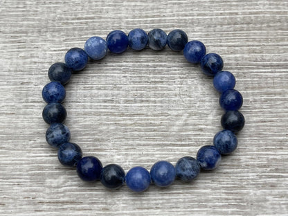 GAF TREASURES Sodalite Crystal Bead Bracelet 8mm, Genuine Sodalite Stretch Gemstone Bracelet, Healing Crystal Bracelet, Gift for Men & Women (1)