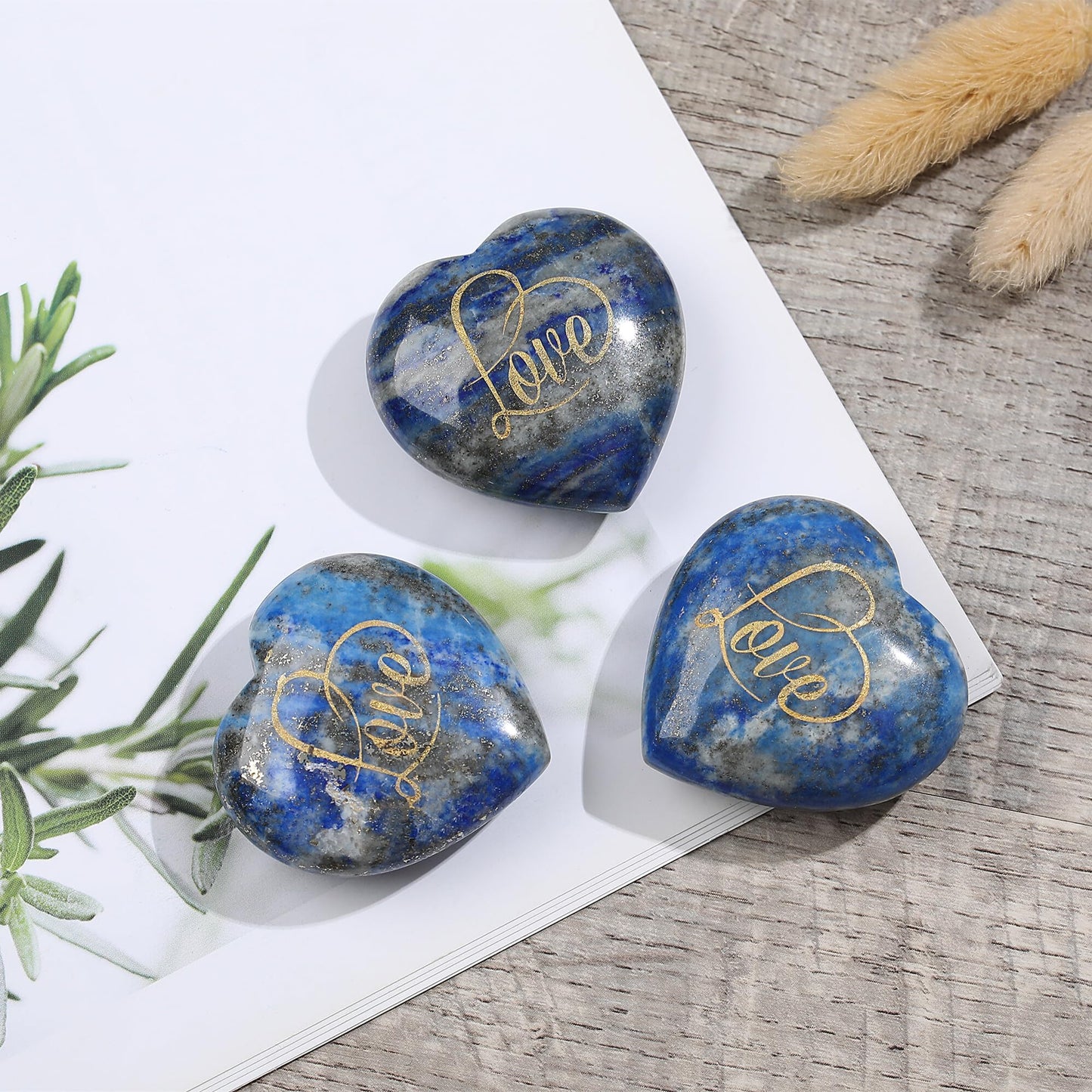 ZHIYUXI 45mm Lapis Lazuli Gemstones Polished Rocks Lapis Lazuli Stone Smooth Rocks Gem Stones Blue Lapis Lazuli Crystal Polished Stones Engraved Heart Meditation Spiritual Healing Gifts for Men Reiki