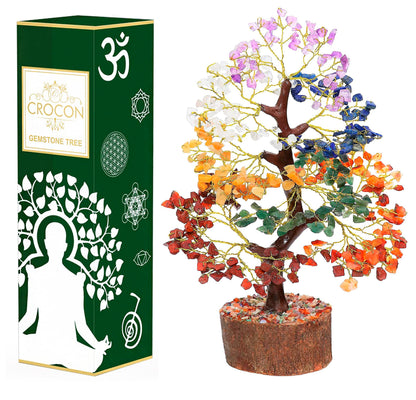 Crocon® 7 Chakra Healing Crystals Tree of Life, Birthday Gifts for Women, Crystals and Healing Stones, Room Decor, Positive Energy Women Gift Ideas, House Warming Gifts New Home for Sisters & Mom