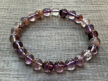 GAF TREASURES Super 7 Crystal Bead Bracelet 7-8mm, Genuine Super 7 Stretch Gemstone Bracelet, Healing Crystal Bracelet, Gift for Men & Women (1)