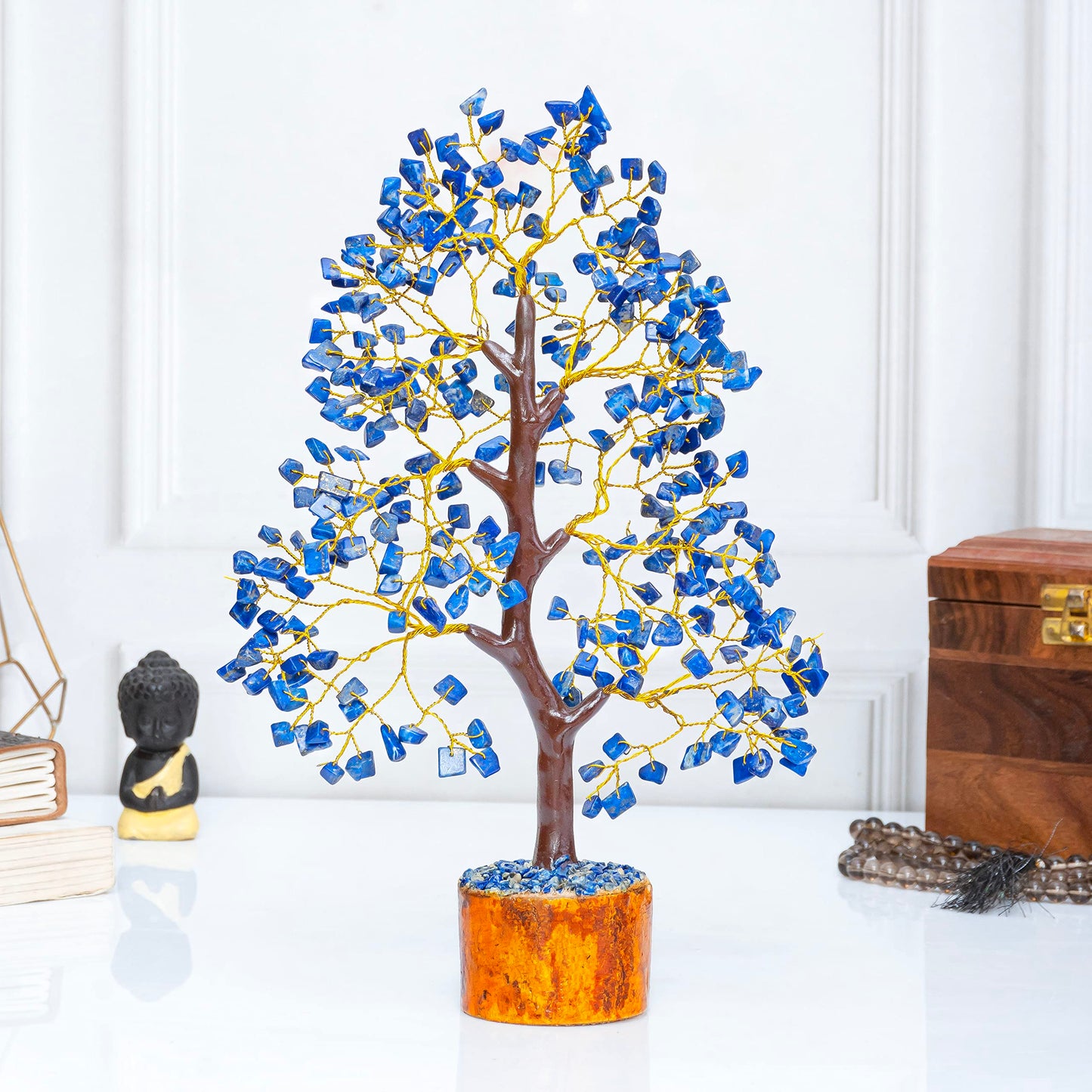 Crocon® Lapis Lazuli Crystals and Healing Stones Tree, Birthday Gifts for Women, Gifts for Mom Birthday, Crystal Tree for Positive Energy, Home Office Blue Decor, Spiritual Gift for Women & Men