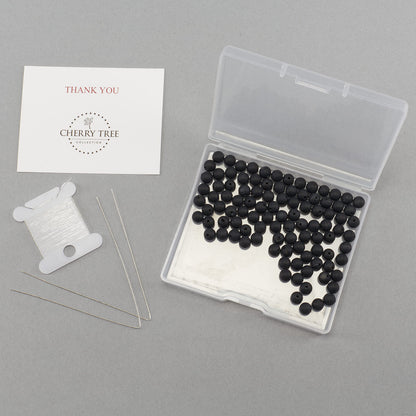 Cherry Tree Collection | 100PCS 6mm Matte Black Agate Gemstone Round Beads for Jewelry Making | Includes Storage Box, Elastic String, and Needles