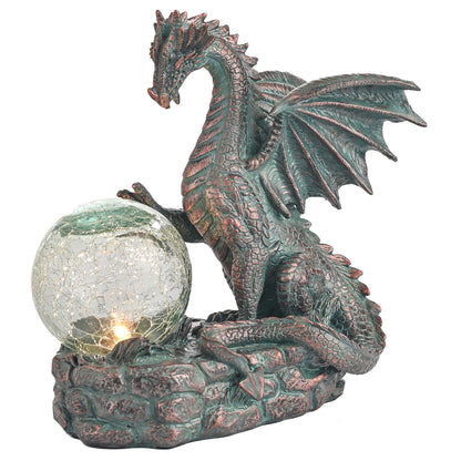 TERESA'S COLLECTIONS Garden Sculptures & Statues, Solar Dragon Outdoor Statues Figurines, Resin Bronze Gothic Garden Decor Lawn Ornaments Patio Yard Decorations Gifts for Mom Women, 8"