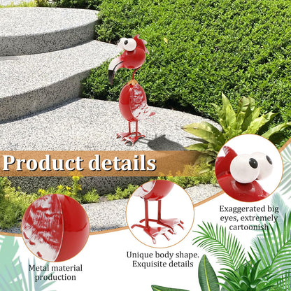 bigjvbfv Metal Decor Yard Art, Cute Outside Garden Decoration for Home, Rust Resistant Weatherproof Outdoor Garden Statues for Patio, Lawn, Multi Scene Ornamentation (Red)