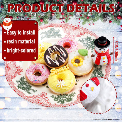 Threehoney Snowman Mini Resin Decorations for Plate Tiny Winter Snowman Decor Hand Painted Festive Holiday Gifts Christmas Party Small Decorative Tabletop Centerpiece Home Office