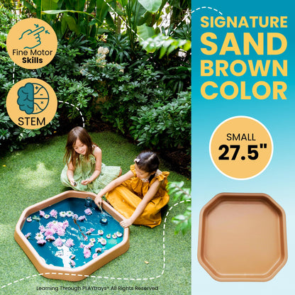 Learning Through PLAYtrays Tuff Tray 27.5” Small [Sand Brown] – Sensory Play Tray for Kids, Toddler Sensory Bin for Sand & Water Play, Montessori Activities, Reggio Classroom & Home Use