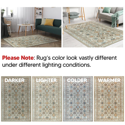 Keen Home Design 3x5 Rug - Machine Washable Entry Rug with Non-Slip Backing, Ideal for Enteryway, Kitchen, Bathroom, Laundry Room - Vintage, Easy Clean, Durable, Low Pile Rug - (3' x 5')