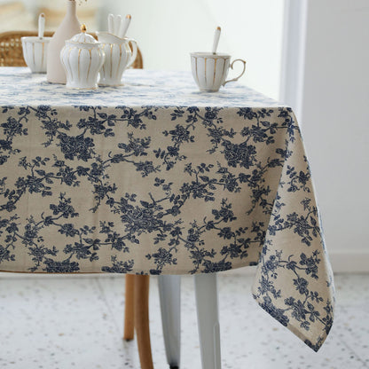 YiHomer Pastoral Rectangle Tablecloth - 60 x 120 Inch Table Cloth - Washable Table Cover with Dust-Proof Wrinkle Resistant for Restaurant, Picnic, Indoor and Outdoor Dining, Floral (Dark Blue)