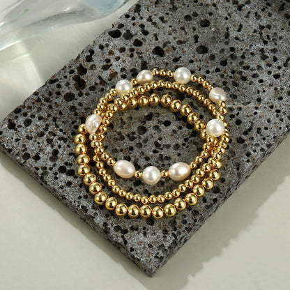 Badu Gold Beaded Bracelets for Women Boho Crystal Multiple Layered Stackable Wrap Bangle Set Paperclip Chain Trendy Jewelry (Gold-3Pcs-Pear2)