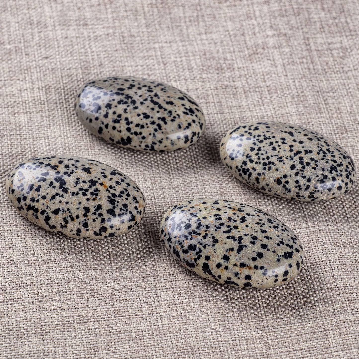UFEEL Dalmatian Jasper Palm Stone Crystal Natural Chakra Therapy Polished Healing Crystal Oval Pocket Gemstone for Anxiety Stress Relief