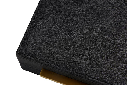 Kingflux Black Shagreen Leather Decorative Box, Storage Box Jewelry Organizer, Woment&Men's Accessory Organizer With Matt Golden Stainless Steel Handle (Black)