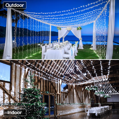 Ccinny 196FT 600 LED Christmas Lights Outdoor Waterproof, Timer & Memory Function, 8 Modes Cool White String Lights Plug in Twinkle Lights for Xmas Tree Holiday Garden Indoor Party Decor