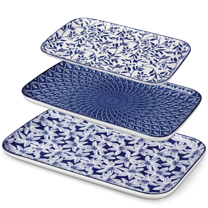 vancasso Porcelain Serving Trays for Party, Serving Platters Set of 3,Serving Dishes for Entertaining, Ceramic Party Trays and Platters for Serving Food, 16"/14"/12" Inch, Series SELENE