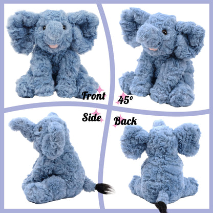 Hopearl Adorable Plush Calf Elephant Toy Floppy Elephish Ultra Soft Stuffed Animal for Boys Girls Kids Toddlers, Blue, 9''