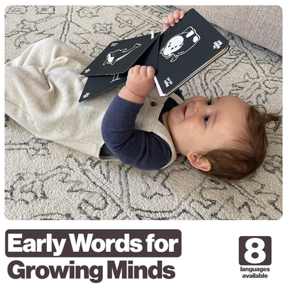 Happy Start High Contrast Baby Cards for Newborns - Black & White Cards, Water-Resistant, BPA-Free, Portable Educational Flashcards for Visual Stimulation, Award-Winning, Ages 0+(English & Vietnamese)