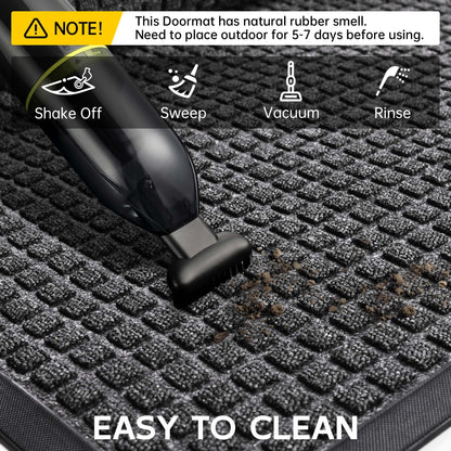 HOMEK Sturdy Front Door Mat Outside Entrance, 4' x 3' All-Season All-Weather Doormat Waterproof, Stain and Fade Resistant, Natural Rubber Indoor Outdoor Welcome Door Mat Trap Dirt