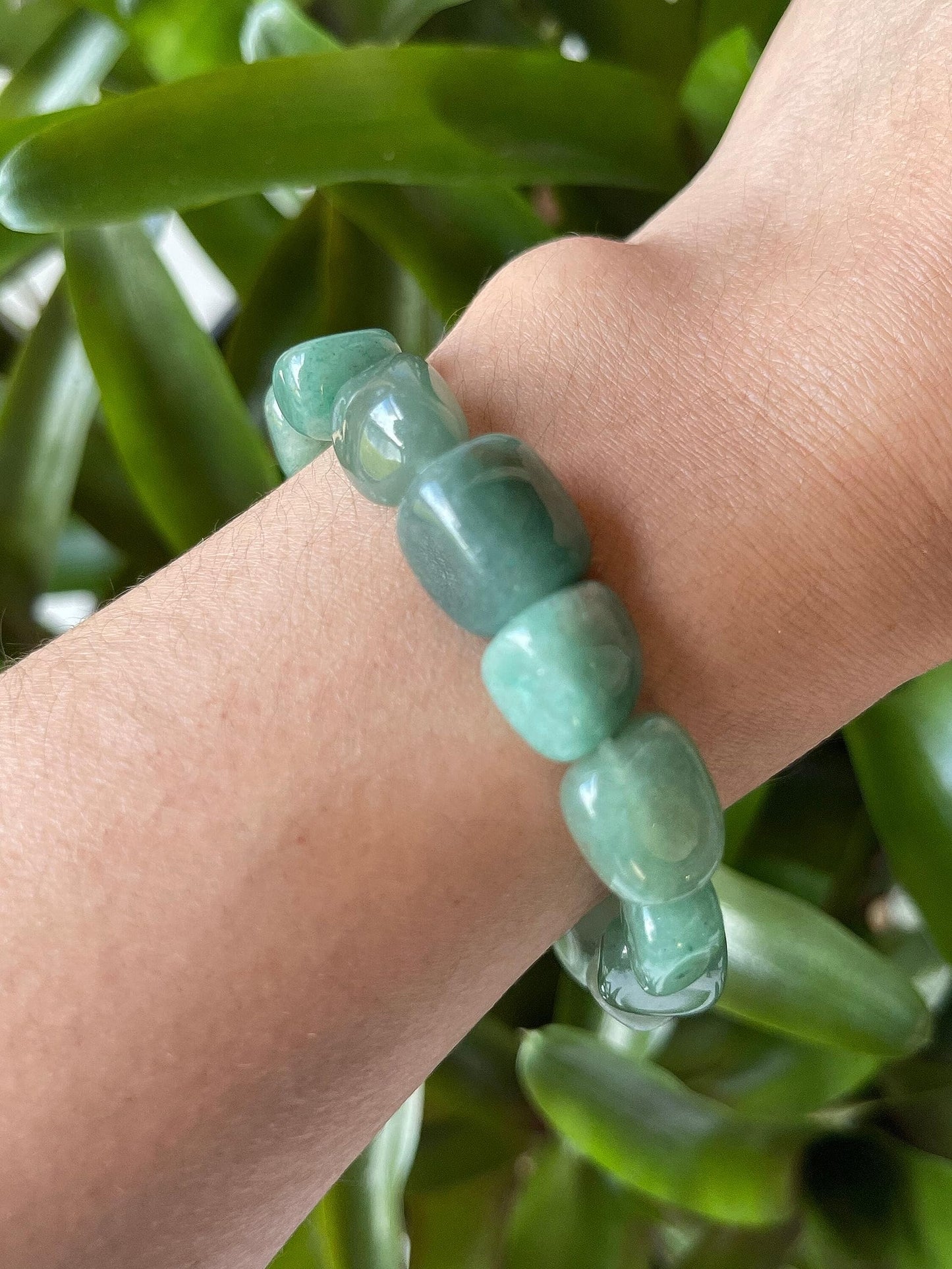 GAF TREASURES Green Aventurine Crystal Nugget Bracelet, Genuine Green Aventurine Tumbled Gemstone Bracelet, Healing Crystal Bracelet, Gift for Men & Women (1)