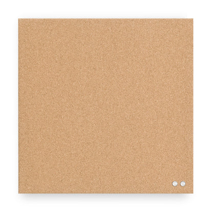 U Brands Frameless Square Cork Bulletin Board, Office Supplies, 14” x 14”, Natural, with Push Pins, 1 Count
