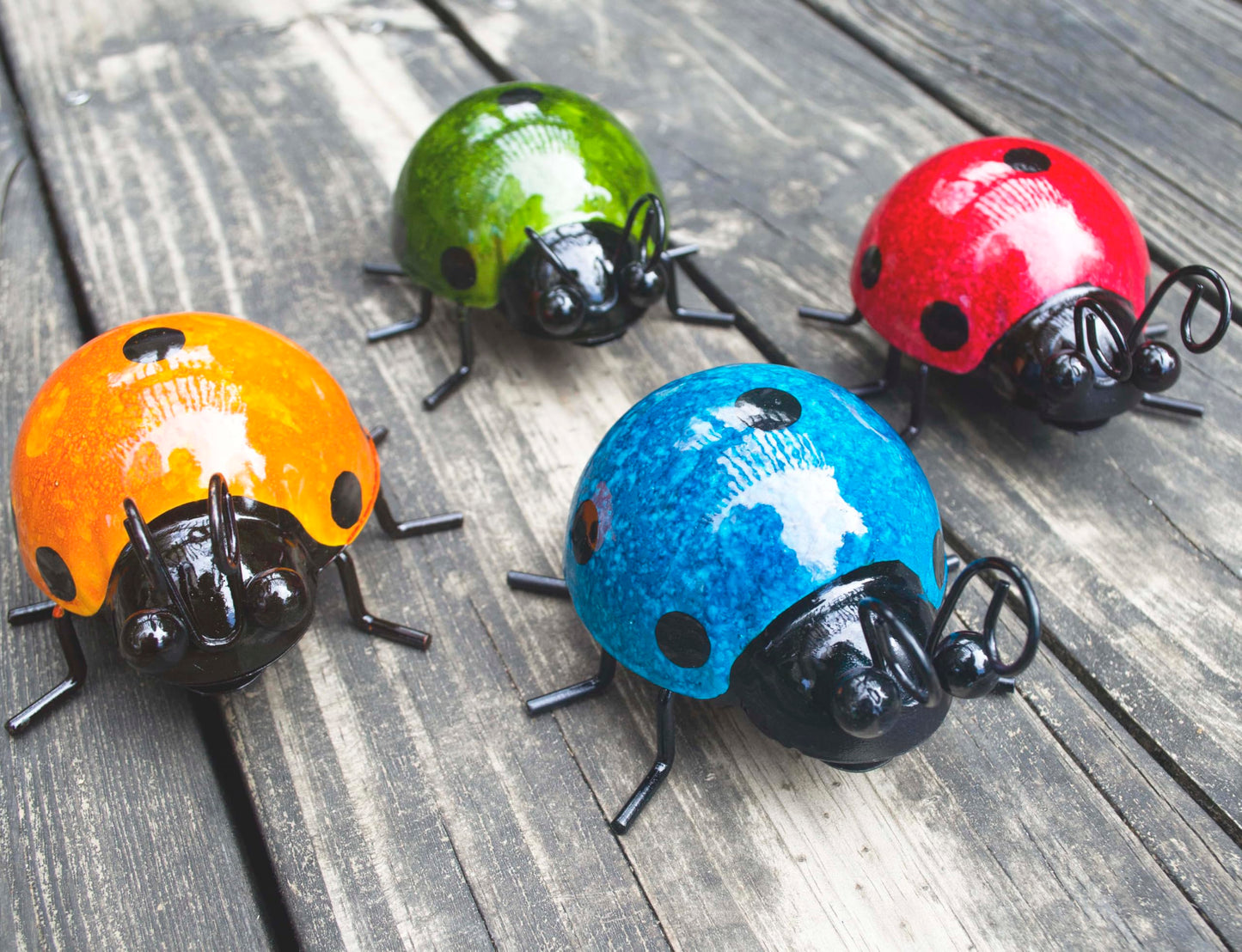 GIFTME 5 Metal Garden Wall Art Decorative Set of 4 Cute Ladybugs Outdoor Wall Sculptures