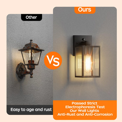 WIHTU Dusk to Dawn Outdoor Lighting Fixtures, Exterior Front Porch Light, Black Sensor Wall Sconce Lamp, Waterproof Wall Lantern, Anti Rust Outside Coach Lights for House, Doorway, Garage