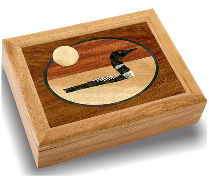 MarqArt Wood Art Loon Box - Handmade in USA - Unmatched Quality - Unique, No Two are the Same - Original Work of Wood Art. A Bird Gift, Ring, Trinket or Jewelry Box (#2143 The Loon 6x8x2)