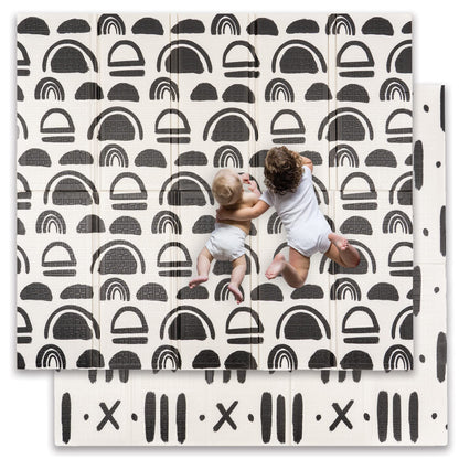 JumpOff Jo Baby Play Mat - Extra Large Folding Foam Play Mat for Infants, Babies, Toddlers, Waterproof, Double-Sided (77" x 70") - Black and White