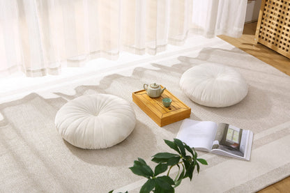 STRWARD Floor Pillow Meditation Cushion Round Large Floor Pillows Seating for Adults, Velvet Thick Floor Cushions for Yoga Living Room Balcony Outdoor Tatami（Beige）