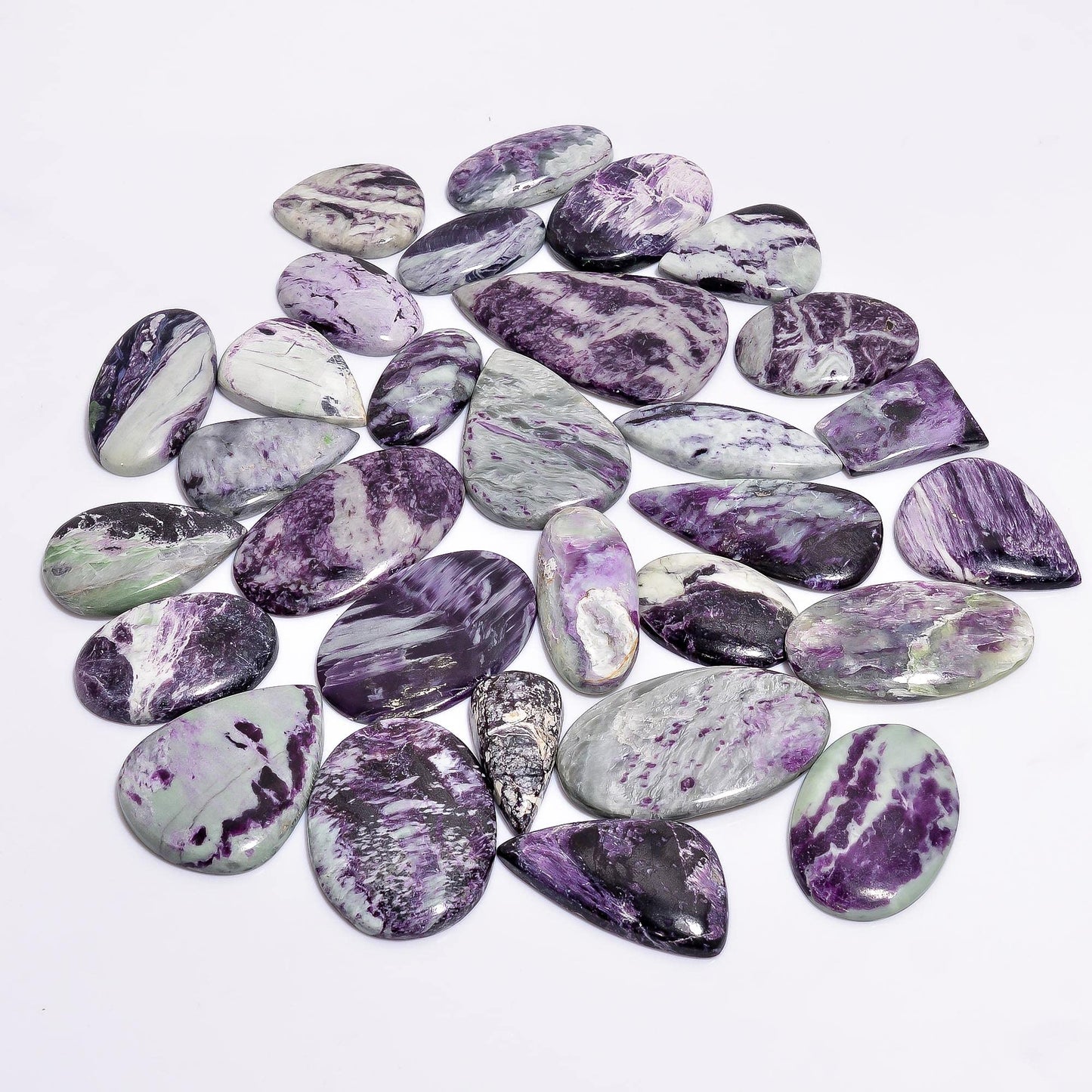 Natural Kammerrerite Gemstone- Healing Crystals for DIY Jewelry Making -Loose Natural Cabochon -Perfect for Crafting Unique Jewelry Designs (5 pcs, 25-35 mm)