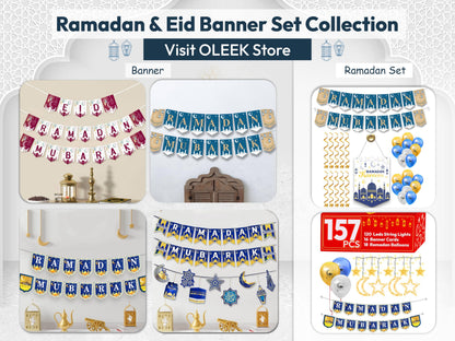 OLEEK eid mubarak banner- eid decorations for home 2026 - eid mubarak decorations - eid decor - ramadans mubarak decorations - eid decoration - eid and ramadan banner