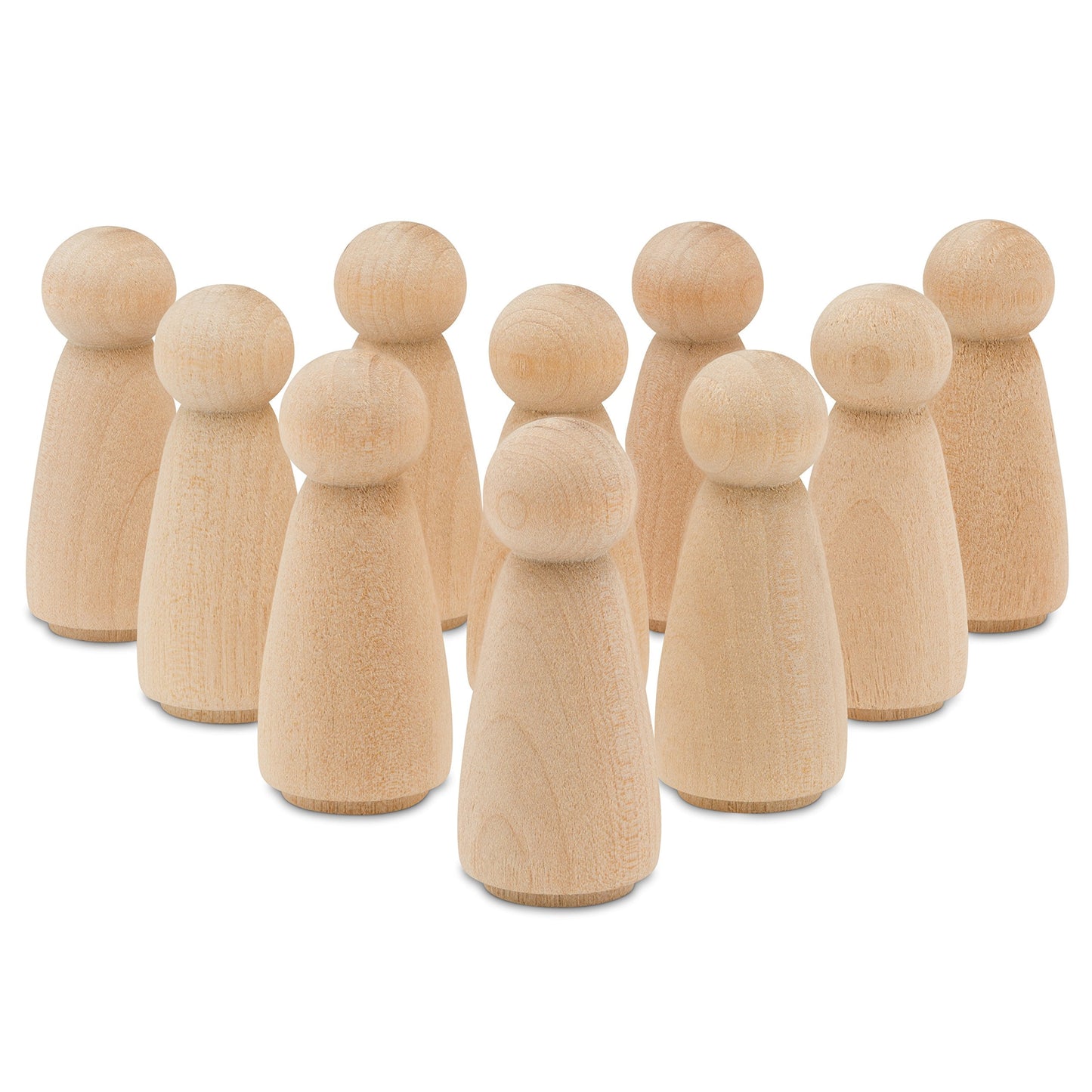 Wood Peg Dolls, 3.5 Inch Large Mom/Angel Shape Wooden Peg People, Pack of 50 Wooden Dolls for Play, Strong Birch Wooden People Figures, Peg Dolls Unfinished, Wooden Pegs for Crafts