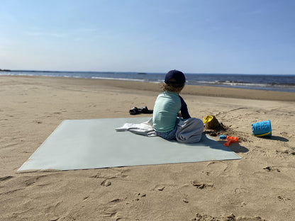 Uniklook Vegan Leather Mat Multipurpose Playmat Kids Infant Picnic Blanket - Waterproof Baby Splat mat for High Chair Sand Proof Beach Blanket Indoor Outdoor (Sage+Dawn Blue)