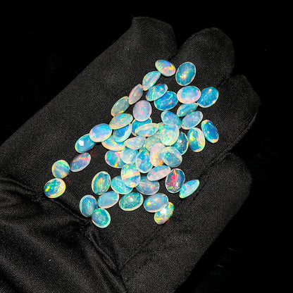 2 Pcs,9X7 MM, AURA GEMS Natural Ethiopian Opal,Briliant Cut, Oval, Shape, Jewelry Making Supply, Chakra Energy Healing Gemstone, Real Crystal, Birthstone, Wholesale deal