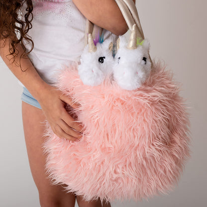 Perfectto Design Unicorn Toy for Girls Age 3, 4, 5. 4 PCS Set - Mommy Baby Stuffed Animal, Bag and a Doll Blanket. Unicorn Gift for 3-6 Year Old Girl Birthday or Christmas. (White Rainbow)