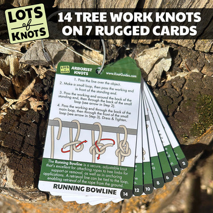 Arborist Knots - Knot Cards for Tree Climbing and Tree Trimming - 14 Page Waterproof Pocket Guide for Arborist Equipment Kit
