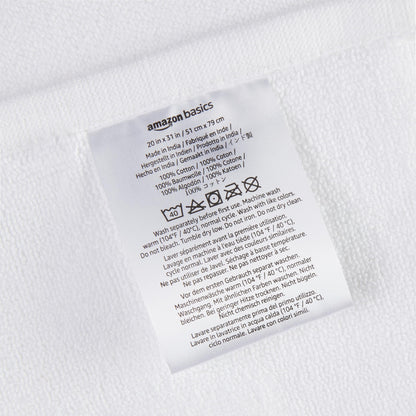 Amazon Basics Non-Slip Cotton Bath Mat, 100% Cotton Absorbent, Machine Washable, 31" L x 20" W, Bright White
