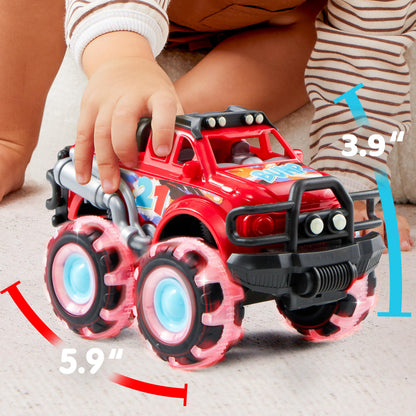 Vroomix JOYIN 3 Pack Monster Truck Toy - Toy Truck with Flashing LED Wheels - Light-Up Friction-Powered Cars for Toddlers - Boys Girls Birthday Gift