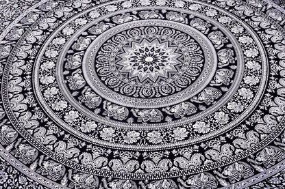 The Boho Street - Exclusive Twin Black and White Elephant Tapestry, Beautiful Indian Wall Art, Perfect Valentine Gift, Hippie Wall Hanging, Bohemian Bedspread