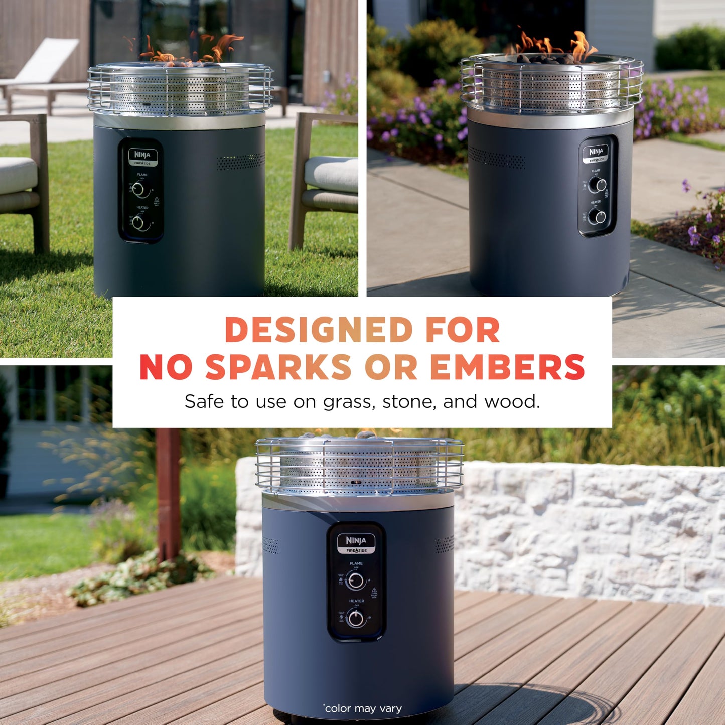 Ninja Fireside360™ Outdoor Heater & Fire Pit | 3 Modes: Flame, Heat, Flame & Heat | Portable for Patio, Deck, Camping, Beach | Easy Control Smokeless Flames | Push to Start Ignition | Black | OF101BK