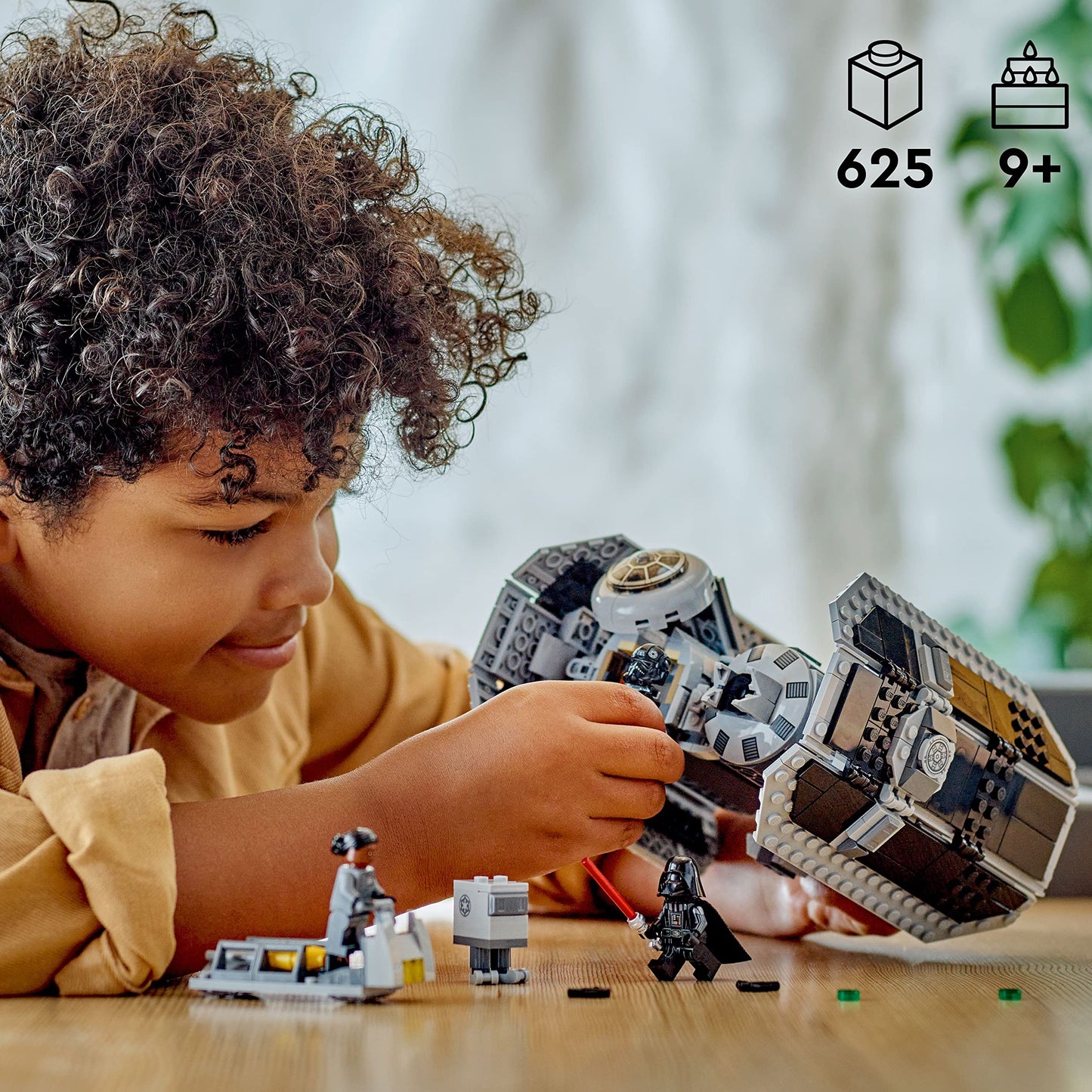 LEGO Star Wars TIE Bomber Model Building Kit, Star Wars Toy Starfighter with Gonk Droid Figure, Darth Vader Minifigure and Lightsaber, Collectible Star Wars Gift for 9 Year Olds, 75347