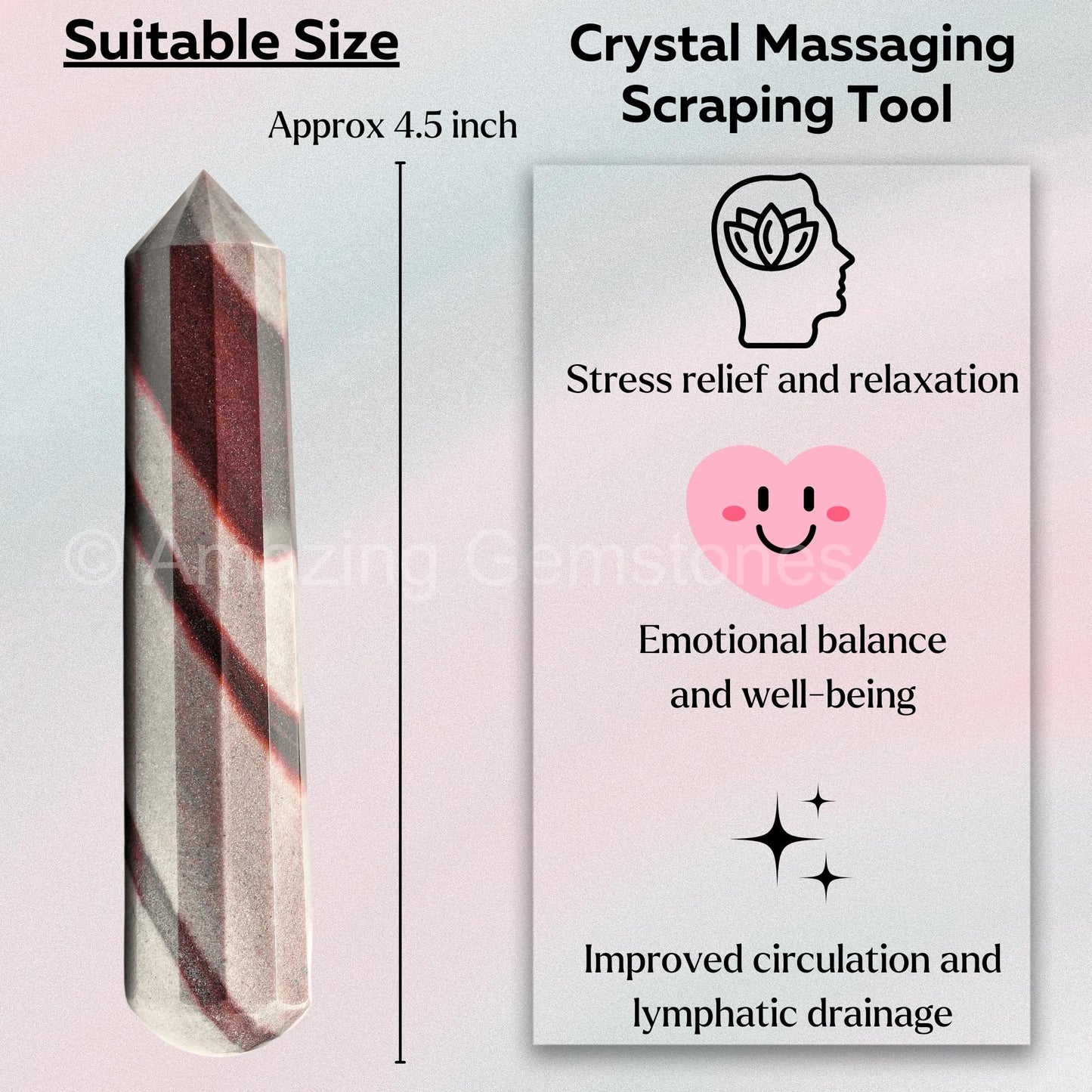 Amazing Gemstone Narmada Shiva Lingam Crystal Wand Massage Stick - Pelvic Wand Gua Sha for Adults - Crystals and Healing Stones Massage Wands for Adults Gifts (Pointed)