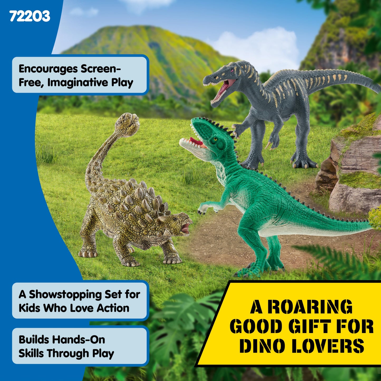 Schleich Dinosaurs - Attack of The Dinosaurs Trio Playset - Dinosaur Toys for Boys and Girls - Dino Figurines for Kids Ages 5+
