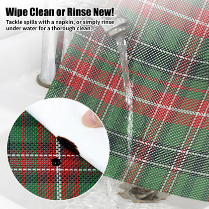 DYLQYL Christmas Placemats Set of 4, Woven Vinyl Washable Table Mats, Heat Resistant Easy Clean Wipeable PVC Place Mats for Dining Table, Kitchen, Indoor & Outdoor Use