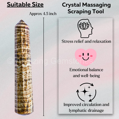 Amazing Gemstone Aragonite Crystal Wand Massage Stick - Pelvic Wand Gua Sha for Adults - Crystals and Healing Stones Massage Wands for Adults Gifts (Pointed)